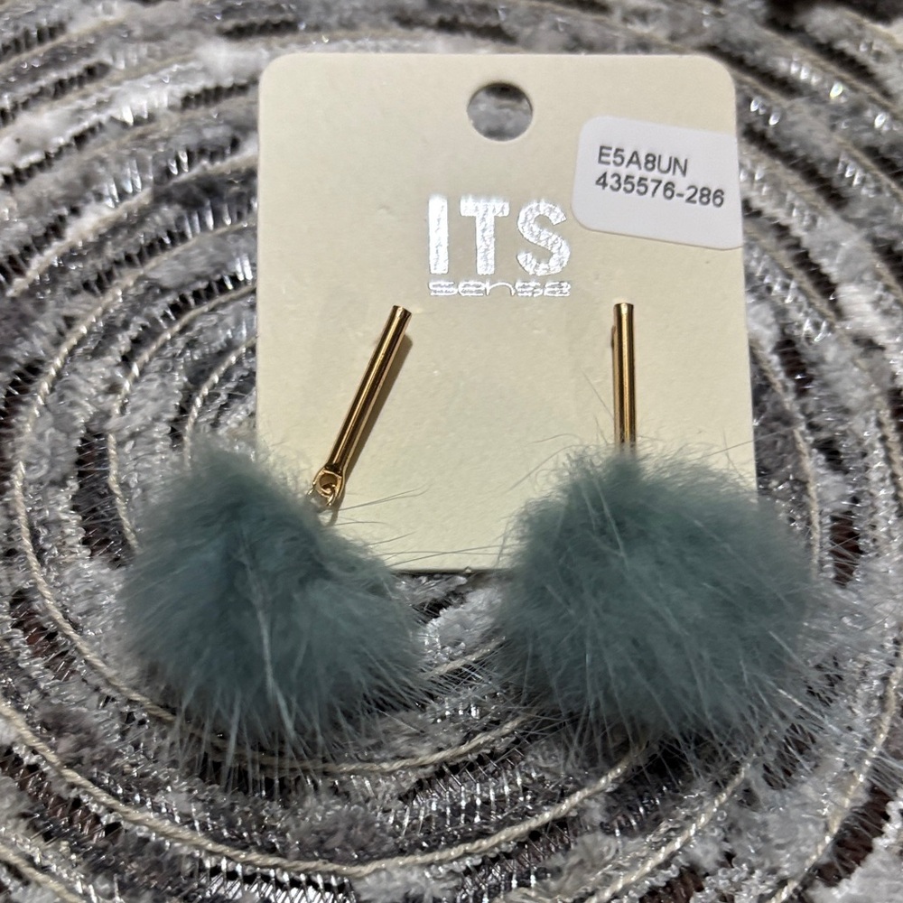 Gold and Gray Fluffy Earrings